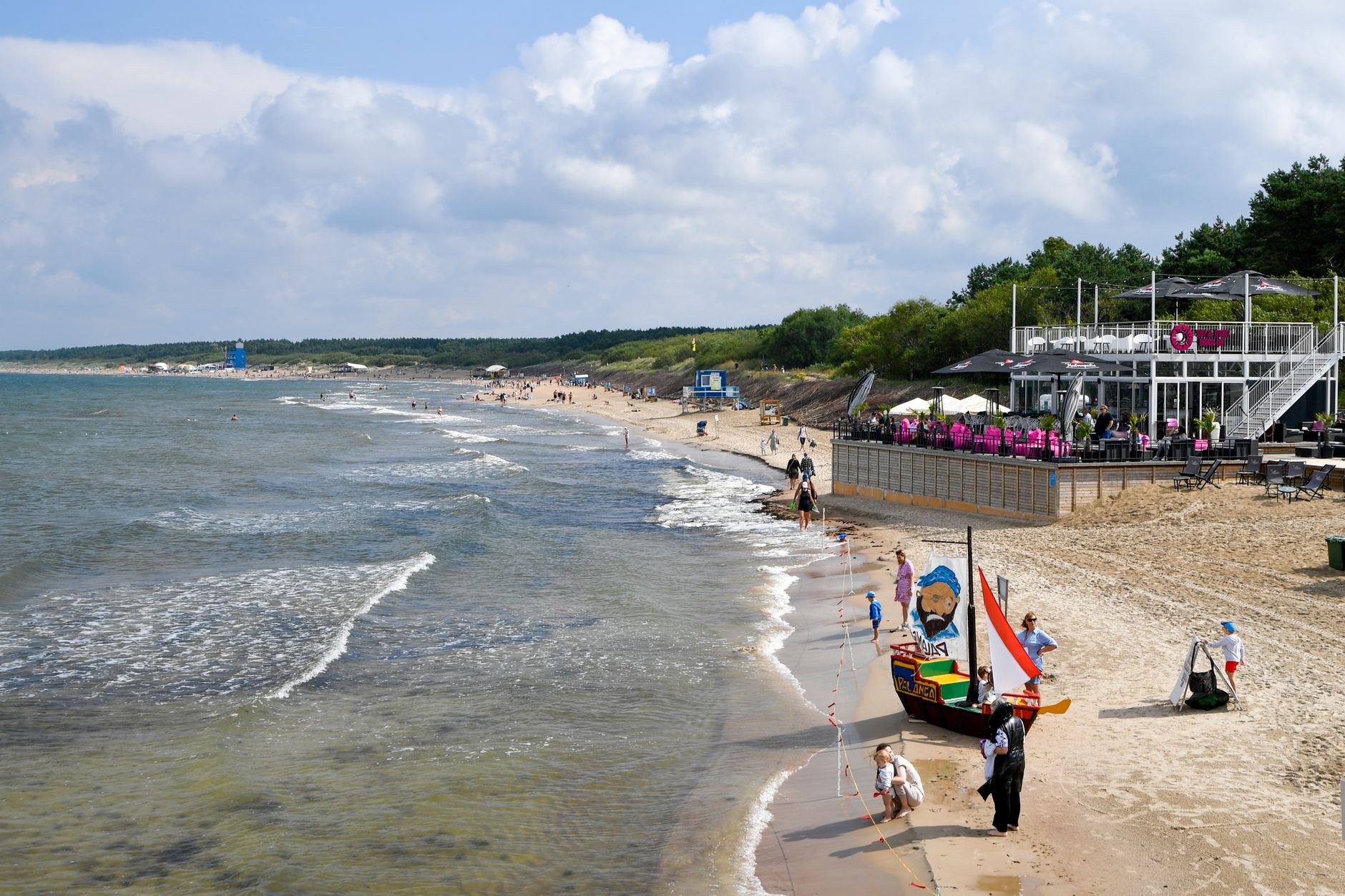 A lively summer scene at Palanga beach in Klaipėda County, Lithuania.