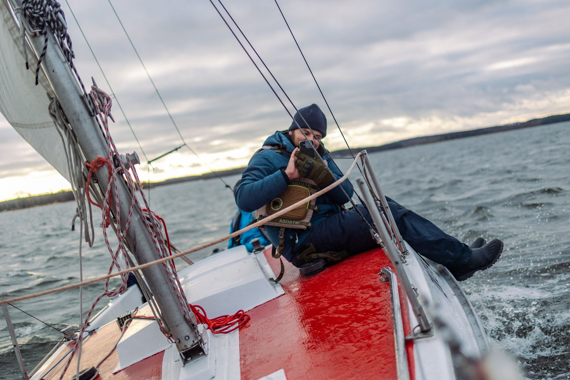 Sailor braving rugged waters during a thrilling yacht adventure in Belarus.