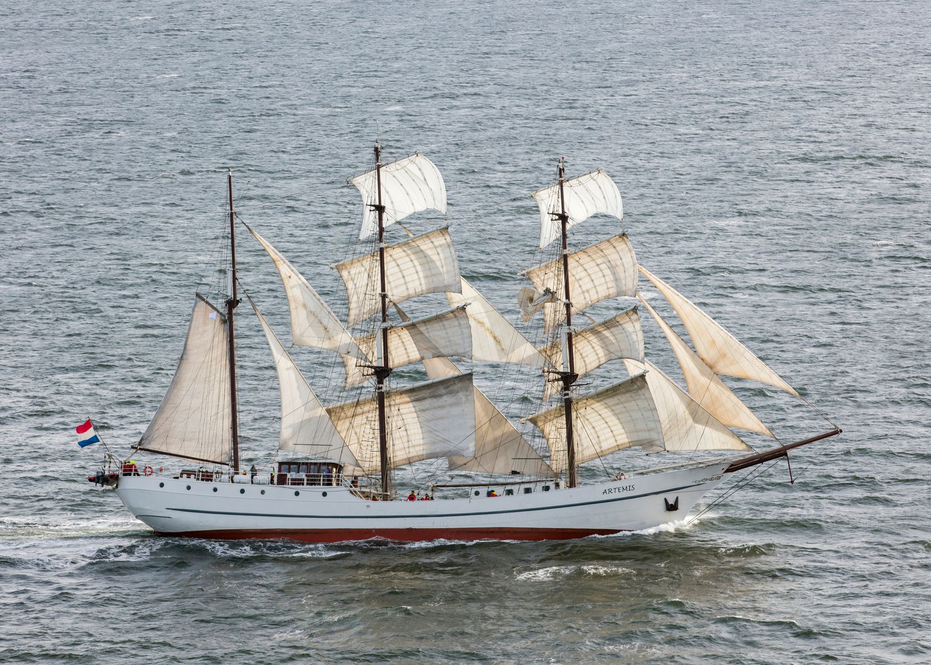 A majestic tall ship sailing on open waters, showcasing classic maritime beauty.