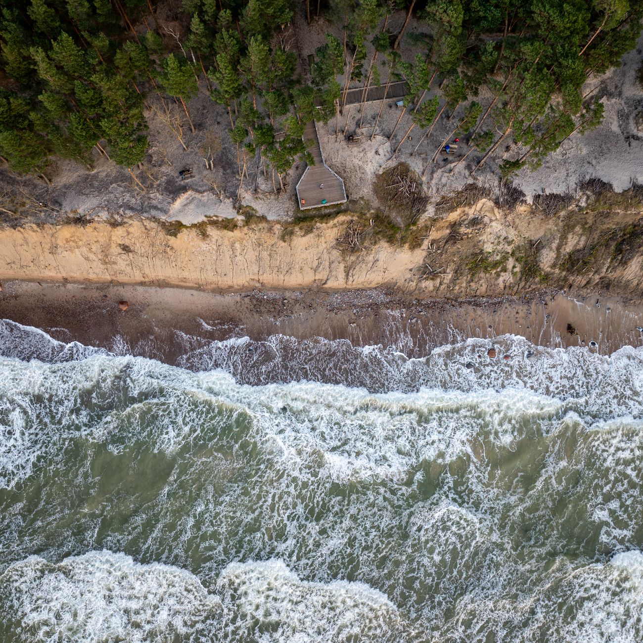 Stunning aerial shot of Lithuania's Baltic Sea coast in fall.